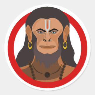 Sticker Rond Force et dévotion : La bénédiction de Hanuman