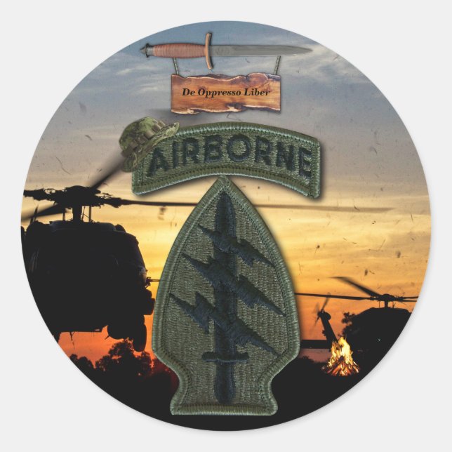 Sticker Rond Forces spéciales Green Berets anciens combattants (Devant)