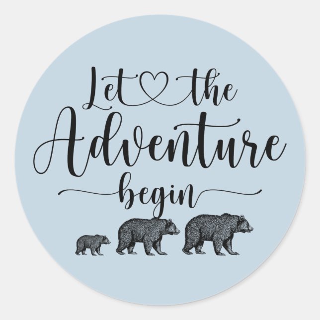 Sticker Rond Forest Adventure Mountains Baby shower Classic (Devant)