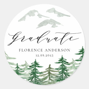 Sticker Rond Forêt d'aquarelle rustique