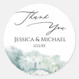 Sticker Rond Forêt de bois d'aquarelle