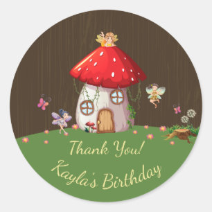 Sticker Rond Forêt de bois, Merci de fées
