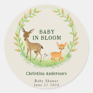 Sticker Rond Forêt de cerfs de bois Wreath Baby shower mignon