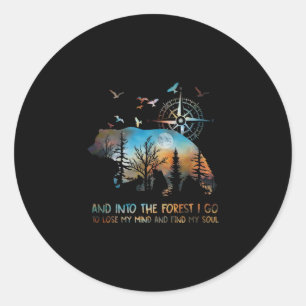 Sticker Rond Forêt De Silhouette Pour Les Ours Et Les Amateurs