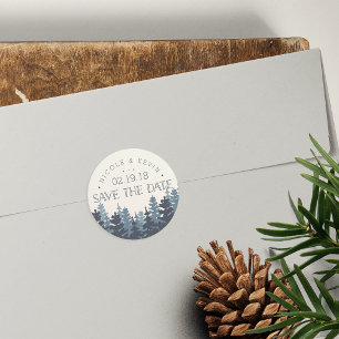 Sticker Rond Forêt d'hiver Sauvez la date