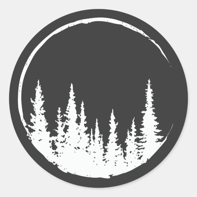 Sticker Rond Forêt Florale Arbre Arbre Aimant Forêt Arbre (Devant)