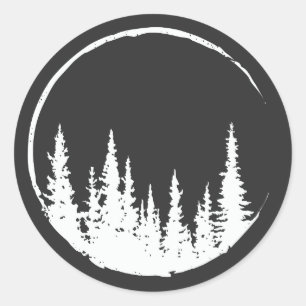 Sticker Rond Forêt Florale Arbre Arbre Aimant Forêt Arbre