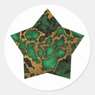 Sticker Rond Forêt foncée Étoile de texture verte et marbre d'o