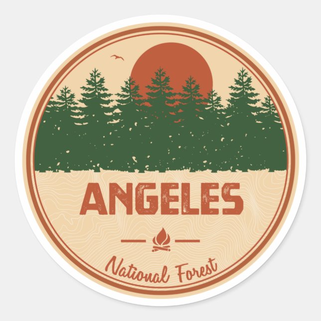 Sticker Rond Forêt nationale de Angeles (Devant)