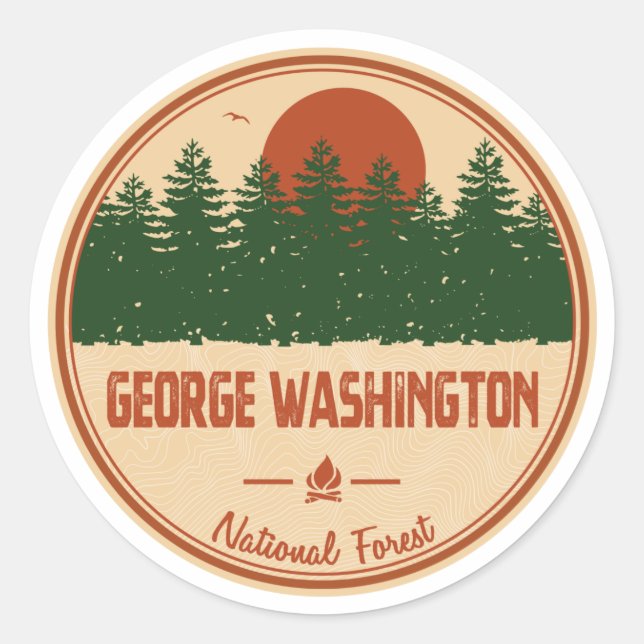 Sticker Rond Forêt nationale de George Washington (Devant)