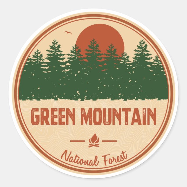 Sticker Rond Forêt nationale de Green Mountain (Devant)