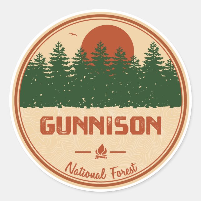 Sticker Rond Forêt nationale de Gunnison (Devant)