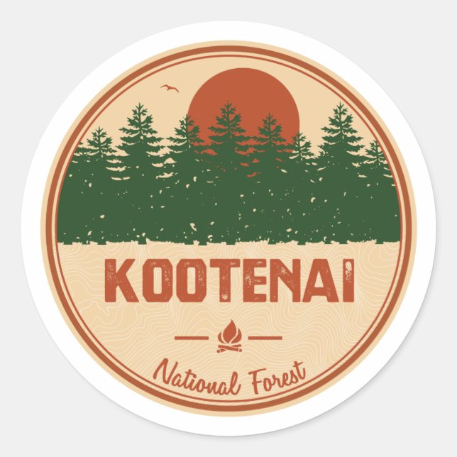 Sticker Rond Forêt nationale de Kootenai (Devant)