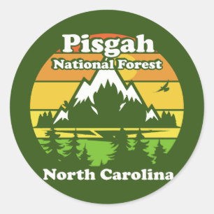 Sticker Rond Forêt nationale de Pisgah vintage Caroline du Nord