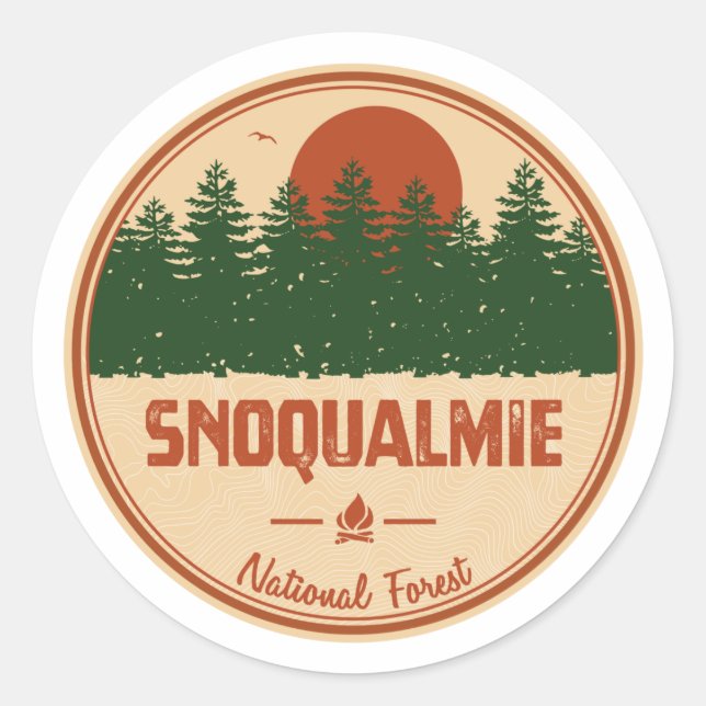 Sticker Rond Forêt nationale de Snoqualmie (Devant)