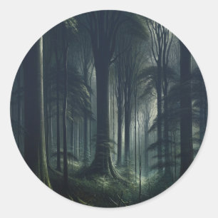 Sticker Rond Forêt sombre au crépuscule Douze ans révolus