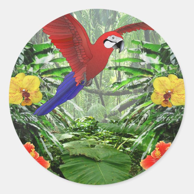 Sticker Rond Forêt tropicale des pluies (Devant)
