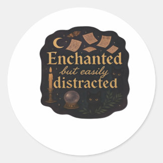 Sticker Rond Forêts Fantastiques Mystiques Whimsigoth, Lunes & 