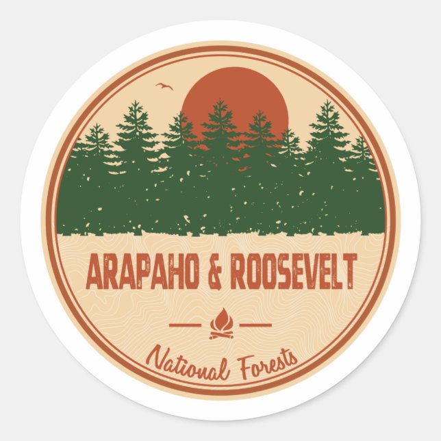 Sticker Rond Forêts Nationales D'Arapaho Et De Roosevelt (Devant)