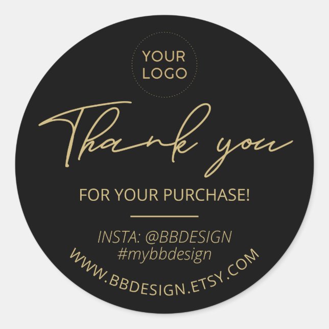 Sticker Rond Forfait Black & Gold Business Logo Merci (Devant)