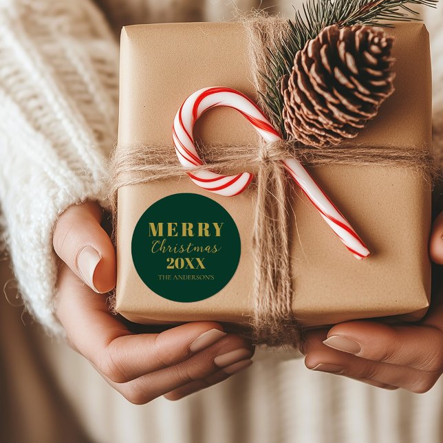Sticker Rond Forfait Joyeux Noël Vert Vacances (Créateur téléchargé)