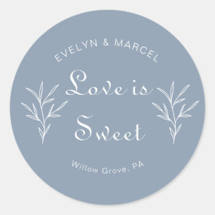 Sticker Rond Formal Minimal Dusty Bleu Mariage L'amour est doux