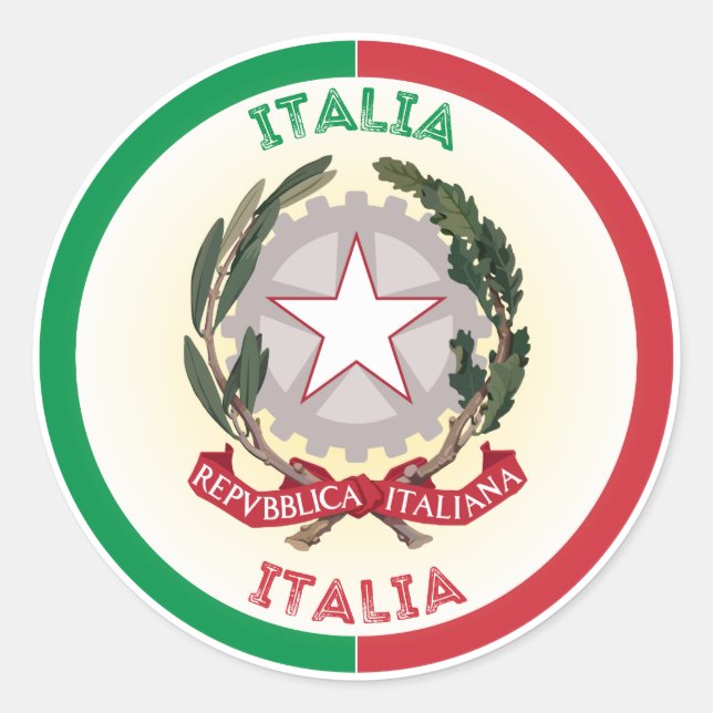 Sticker Rond Forme du cercle d'emblème national de l'Italie (Devant)