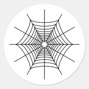 Sticker Rond Forme simple de toile d'araignée d'Halloween noir