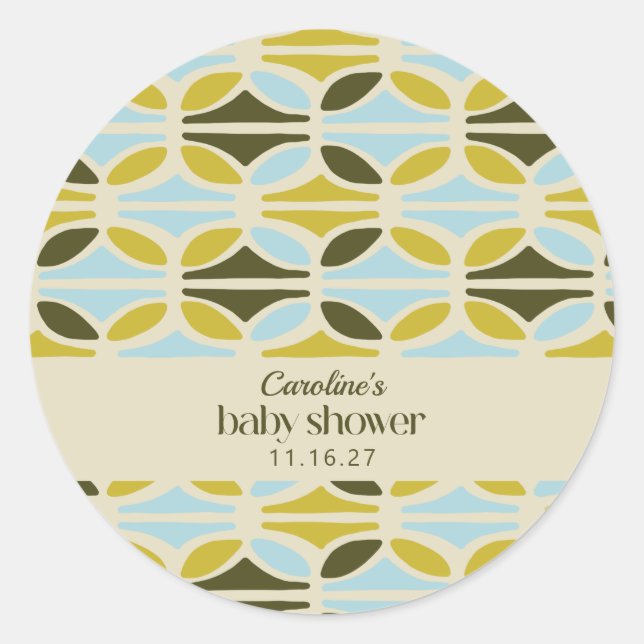Sticker Rond Formes Abstraites Baby shower bleu vert personnali (Devant)