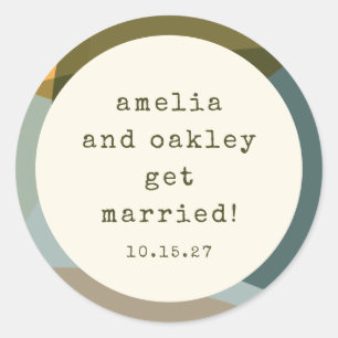 Sticker Rond Formes Abstraites modernes Sage Turquoise Mariage 
