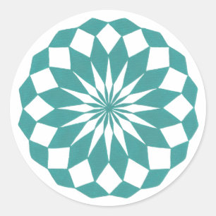 Sticker Rond Formes de diamant en Turquoise Turquoise, autocoll