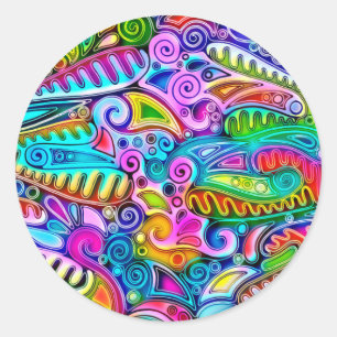 Sticker Rond Formes très colorées et abstraites art 9
