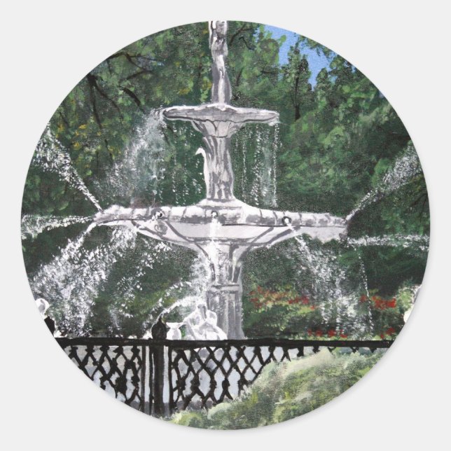 Sticker Rond Forsyth Park Fontaine d'eau Savannah Géorgie GA (Devant)