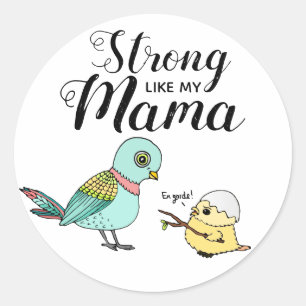 Sticker Rond Fort comme mes   oiseaux drôles de mère et de bébé