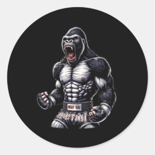 Sticker Rond Forte Muay Thai Gorilla - Thai Boxe Et Combats