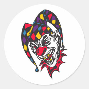 Sticker Rond fou clown bouffon maléfique