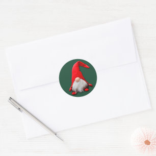 Sticker Rond Fou Noël Rouge Gnome
