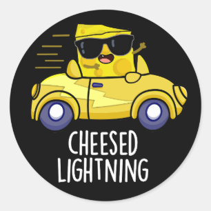 Sticker Rond Foudre au fromage Funny Cheese Pun Dark BG