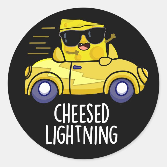 Sticker Rond Foudre au fromage Funny Cheese Pun Dark BG (Devant)