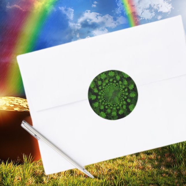 Sticker Rond Four Leaf Clover (Four Leaf Clover Kaleidoscope Classic Round Sticker)