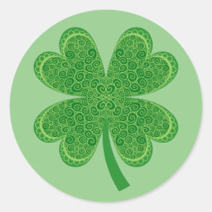 Sticker Rond Four Leaf Clover Lucky St. Patrick's Day