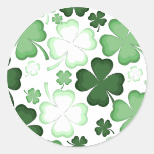 Sticker Rond Four Leaf Clover, Shamrock, St. Patrick's Day