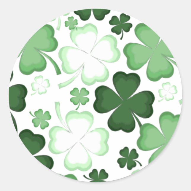 Sticker Rond Four Leaf Clover, Shamrock, St. Patrick's Day (Devant)