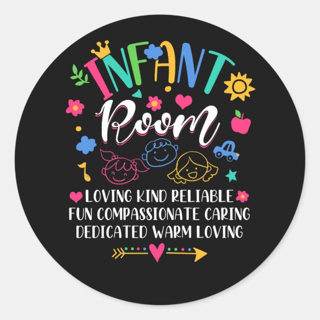 Sticker Rond Fournisseur de garderie Aimant une salle d'enfant  (Devant)