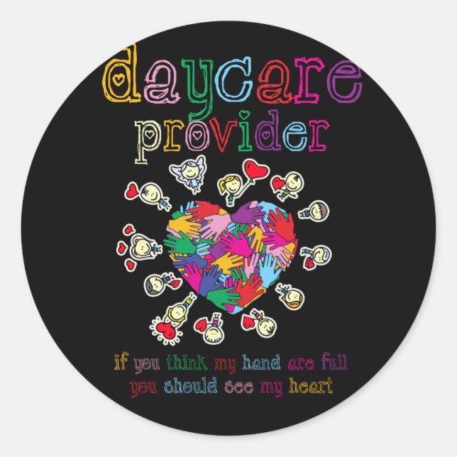 Sticker Rond Fournisseur de garderie Enseignant de coeur mignon (Devant)