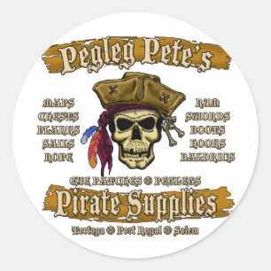 Sticker Rond Fournitures de pirates de Pegleg Pete