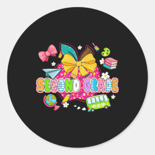Sticker Rond Fournitures Preppy Deuxième année Joyeux Dernier J