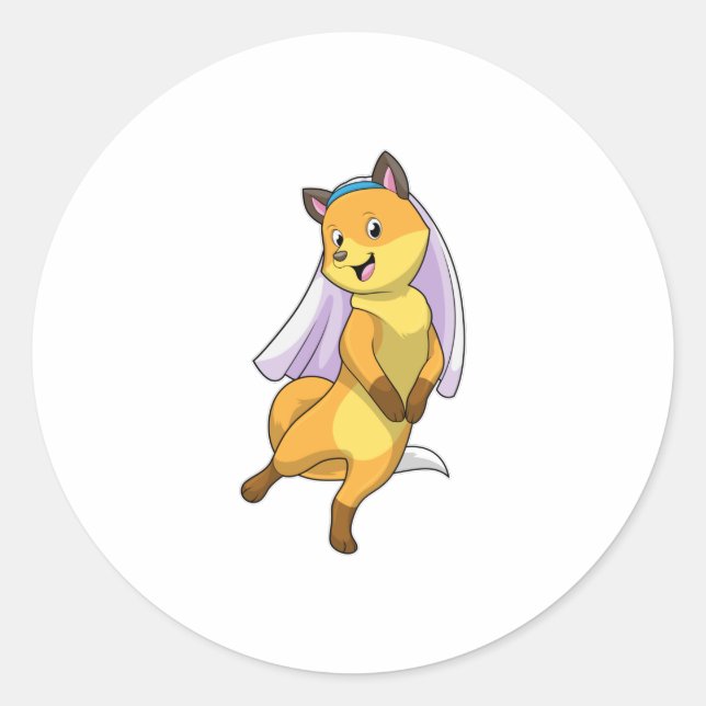 Sticker Rond Fox as Bride with Veil (Devant)