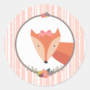 Sticker Rond Fox Baby Girl
