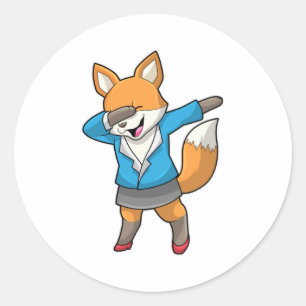 Sticker Rond Fox en tant que secrétaire chez Hip hop Dance